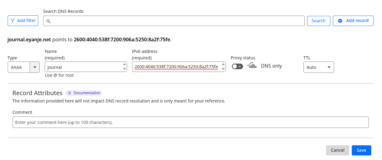 Adding a DNS record
