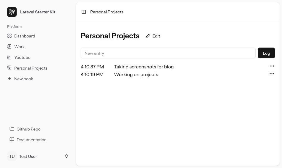 User interface for appending to a book