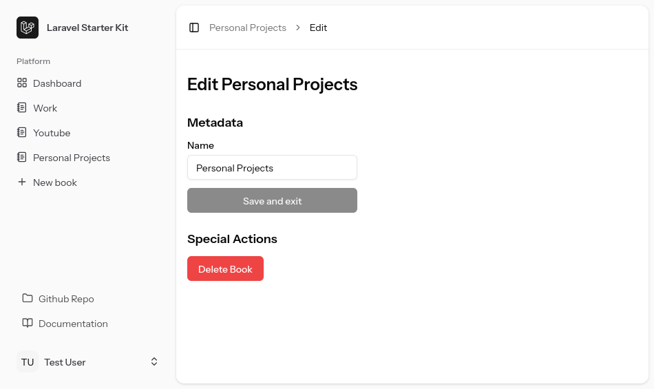 User interface for editing a book's metadata