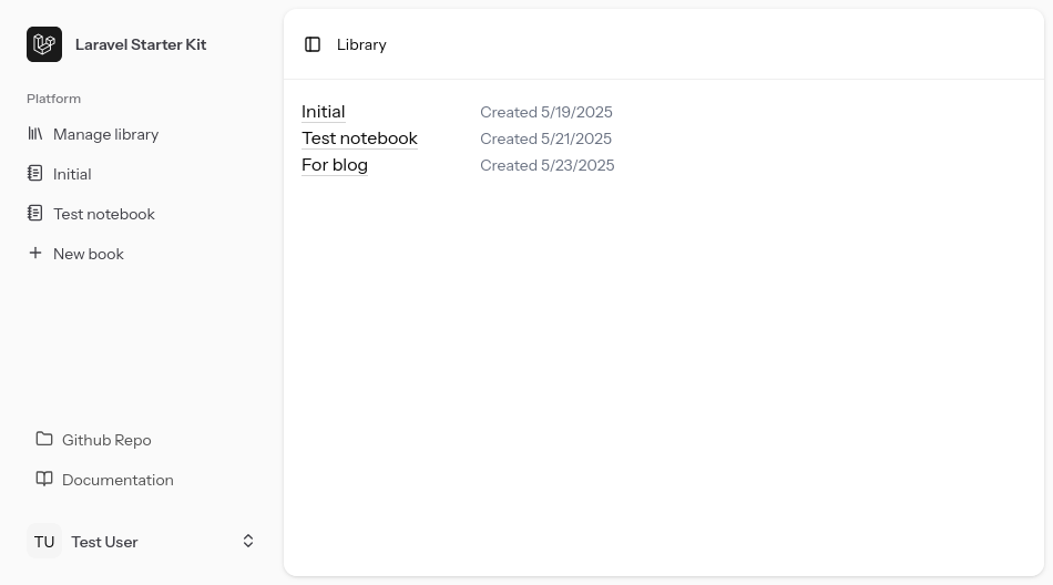 User interface for a library